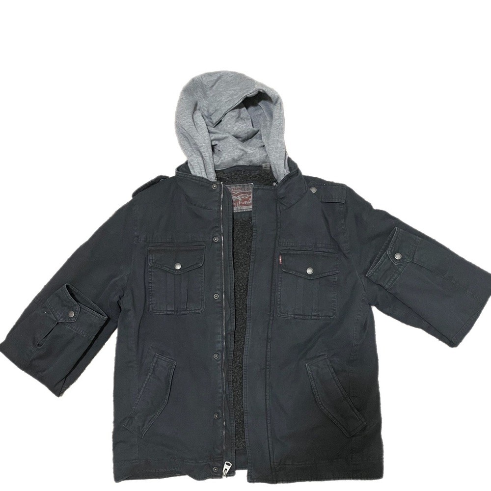 Levi's Mens Midweight Sherpa Field Army Jacket with Removable Hood